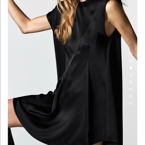 ZARA ASYMMETRICAL SATIN EFFECT DRESS sleeveless Size Xs NWT Black - Picture 3 of 8